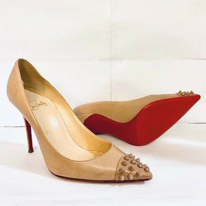 Louboutin GEO 85 Nude Spike Toe Pump